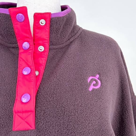 Peloton Fleece Brown Quarter-Snap Brown Quilted Pullover - Picture 4 of 9